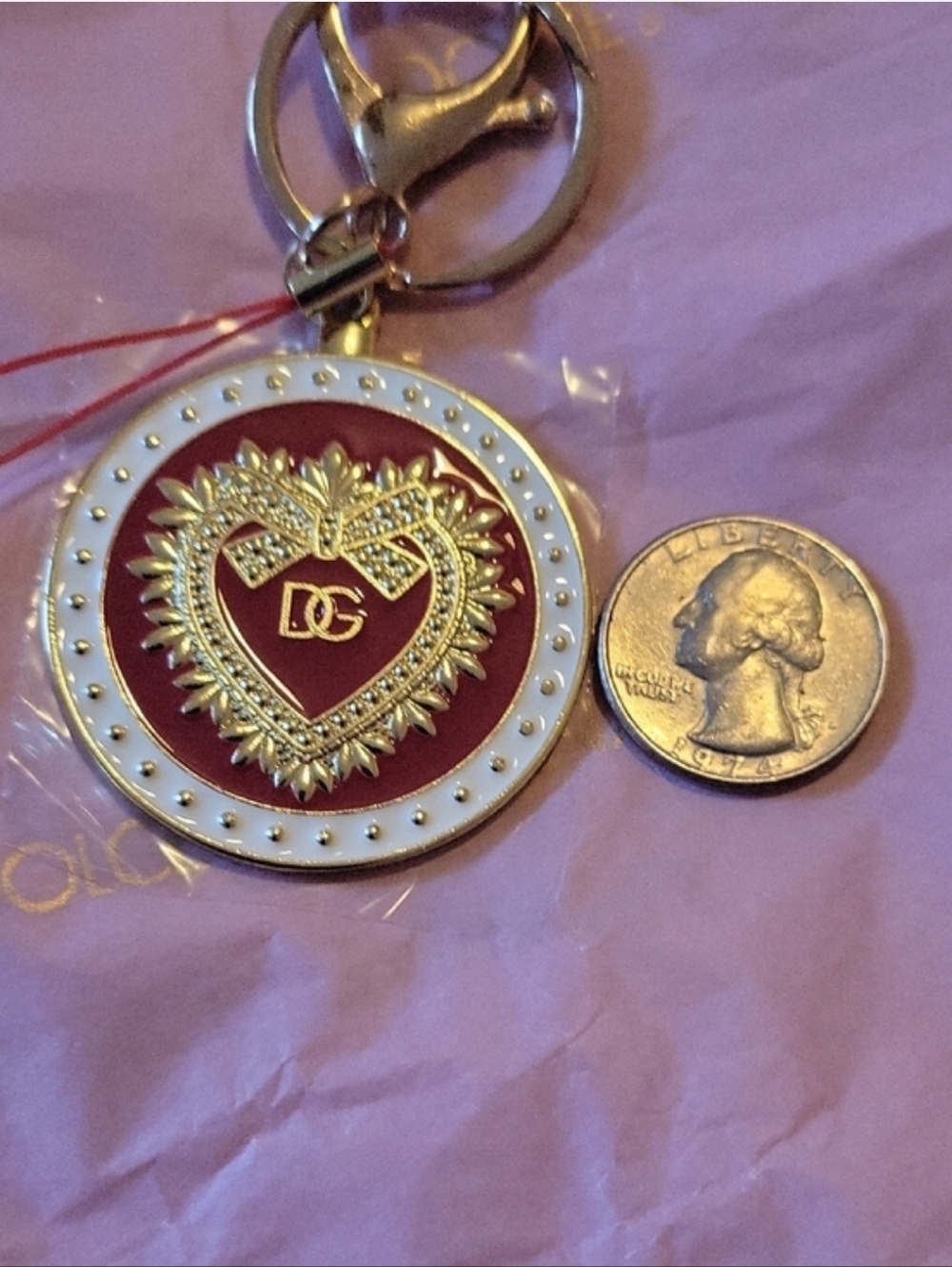 Dolce & Gabbana Red, White & Gold Heart Charm Strap